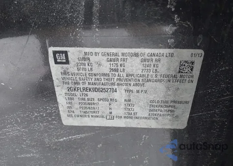 2013 GMC Terrain Sle-1 from USA, damaged, VIN 2GKFLREK9D6252704